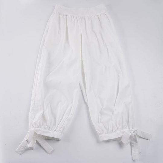 Damen weite Baumwollhose mit elastischem Bund und verstellbaren Bindebändern EB