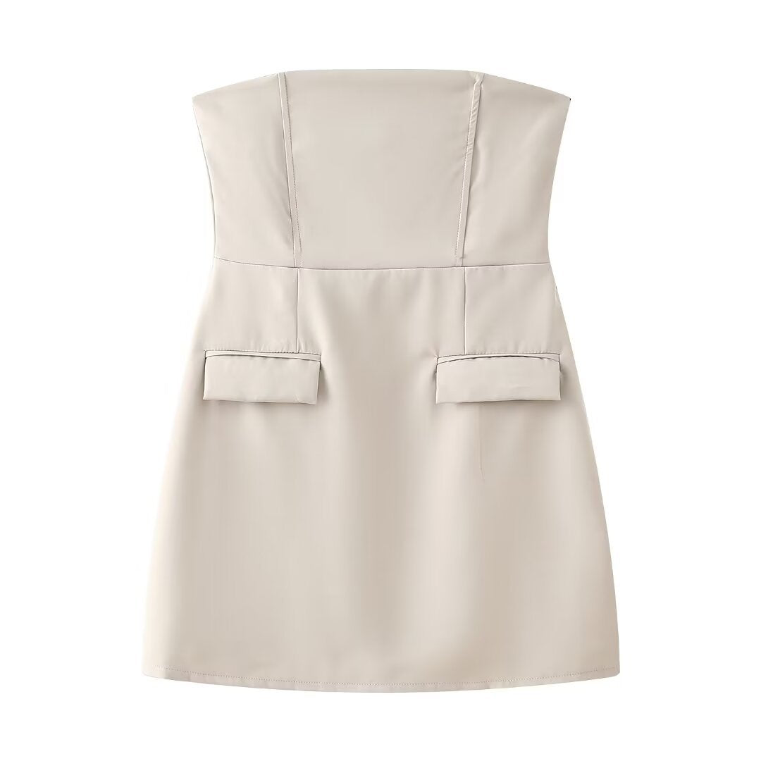 Damen ärmelloses Kleid mit modernen Taschen und figurbetontem Schnitt EB