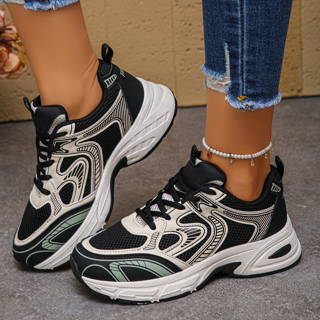 Damen Sportliche Sneakers mit atmungsaktivem Netzdesign und dämpfender Sohle EB