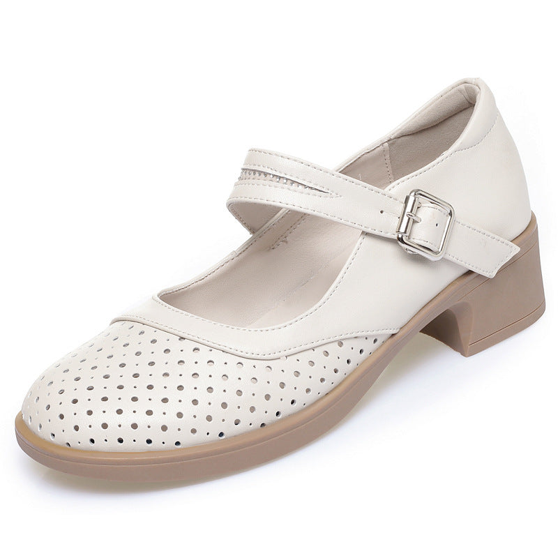 Damen Mary Jane Komfort Schuhe mit atmungsaktiver Oberflächengestaltung und elegantem Riemchen EB