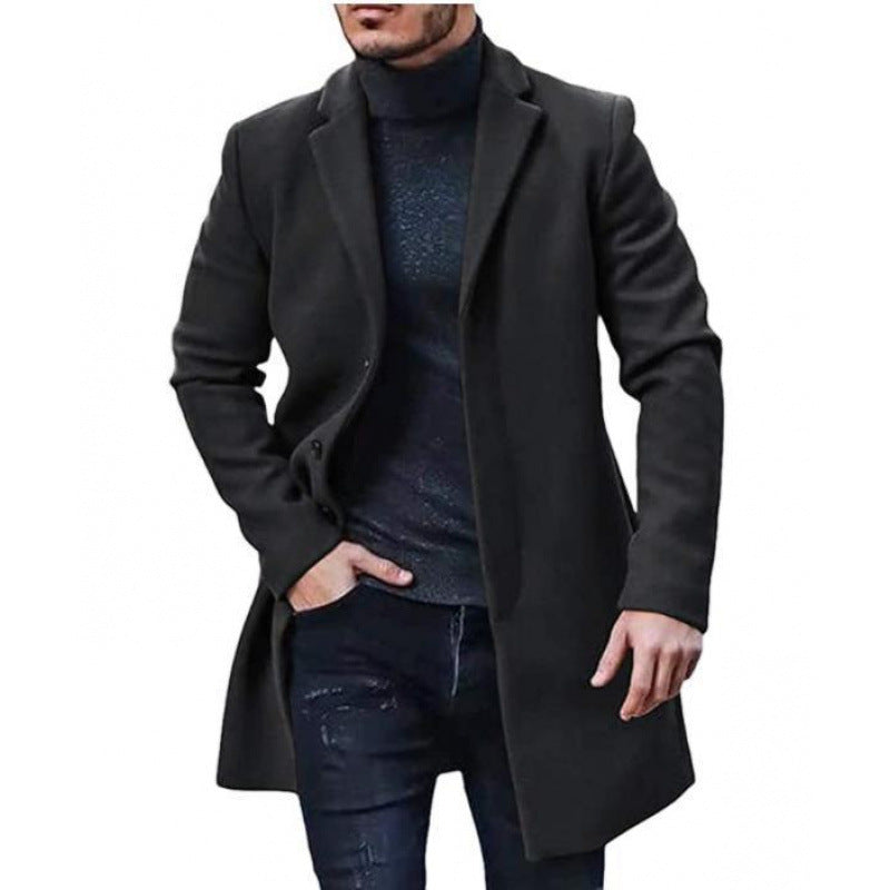 Herren eleganter und klassischer Wollmantel mit schmalem Schnitt EB