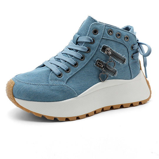 Damen High-Top Sneakers mit modischen Reißverschlussdetails und dämpfender Laufsohle EB