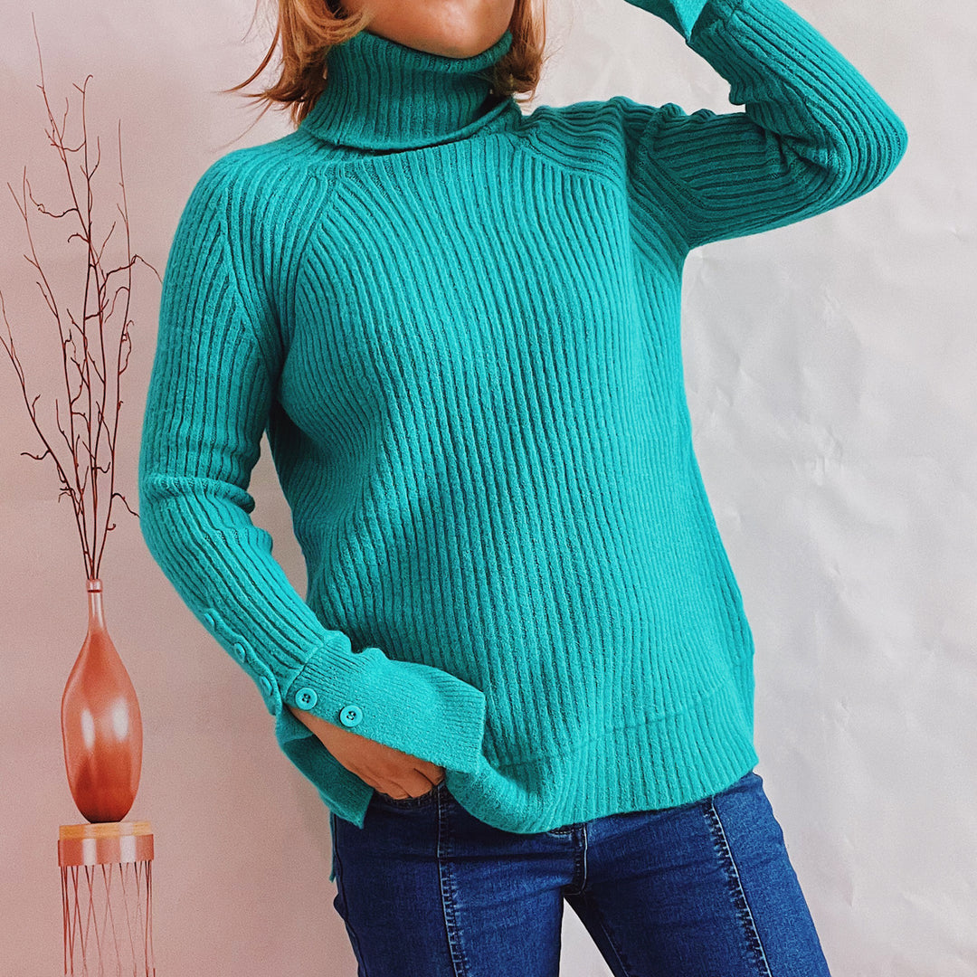 Damen Ribbed Rollkragenpullover mit elegantem Schnitt EB