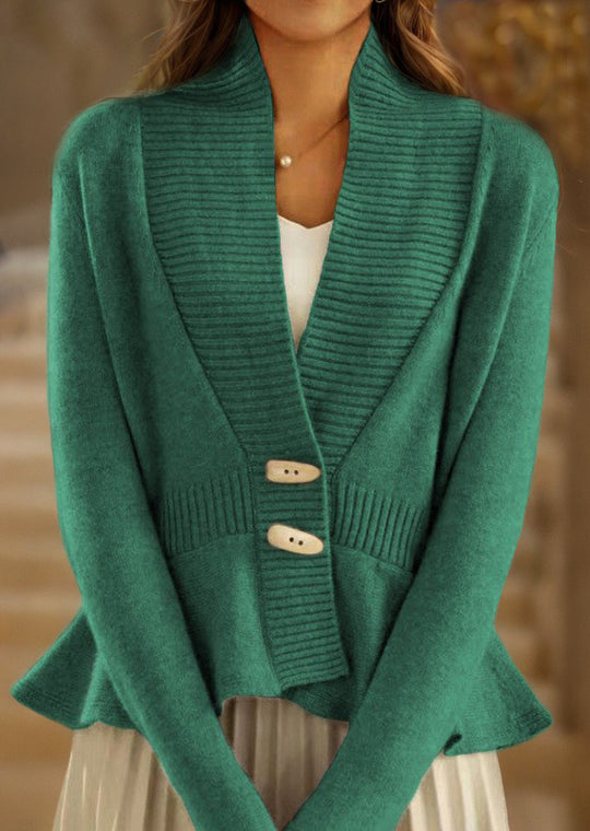 Damen nan kuscheliger Strickcardigan mit Schalkragen, gerippter Blende und schmalem Schößchen EB