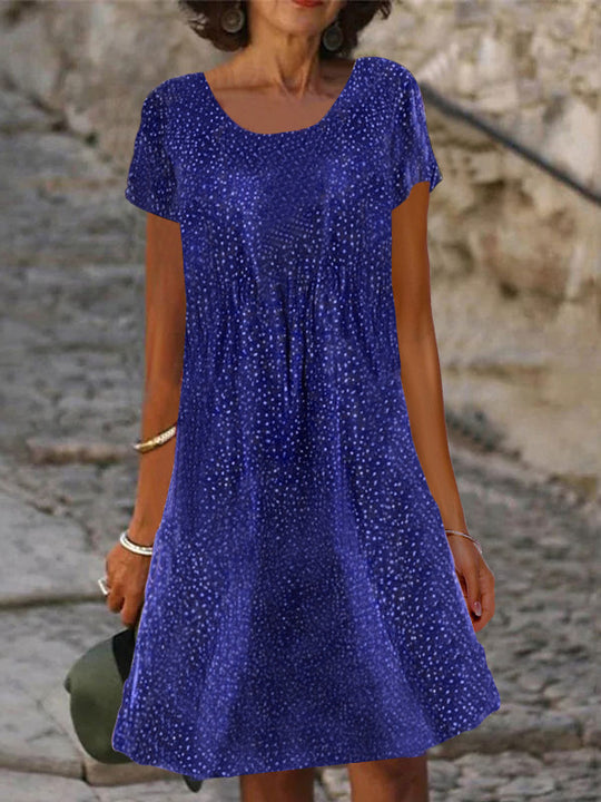 Damen lässiges Sommerkleid mit modernen Mustern und femininem Schnitt EB