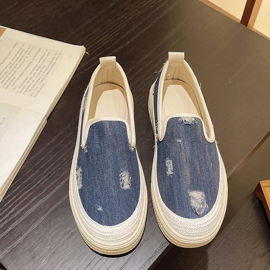 Damen Slip-On Sneaker mit lässigem Denim-Design und elastischem Einstieg EB