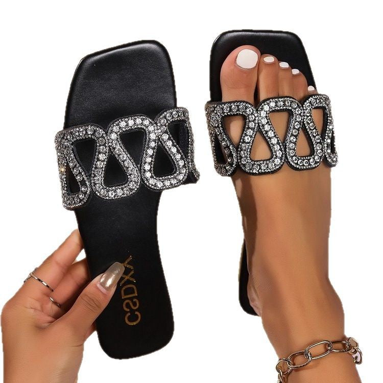 Damen Glitzernde Riemensandalen mit elegantem Schmuckdetail EB