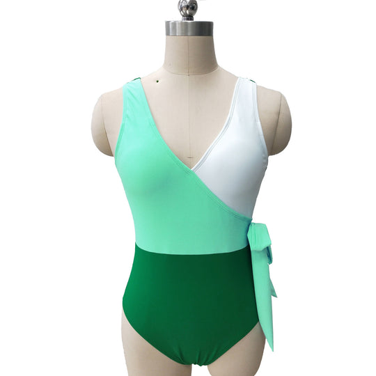 Damen Eleganter Wickelbadeanzug mit asymmetrischem Schnitt EB