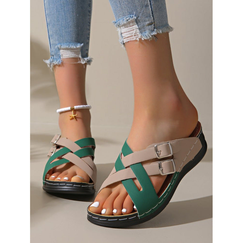 Damen Modische Absatzsandalen mit verstellbaren Riemen und ergonomischer Sohle EB
