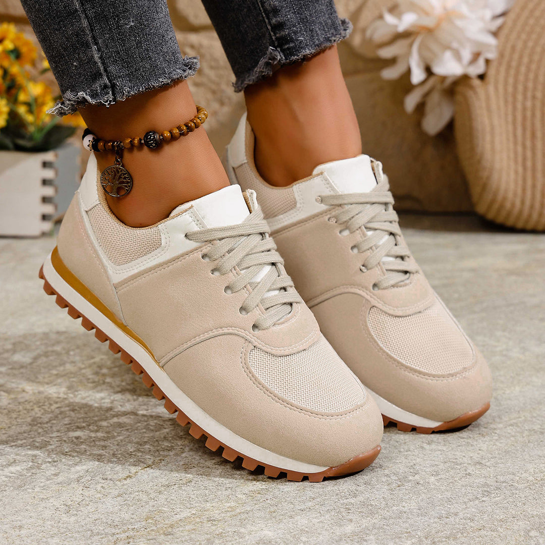 Damen leichte Retro-Lauf- und Freizeitsneaker mit gepolstertem Komfortfußbett und griffiger Profilsohle EB