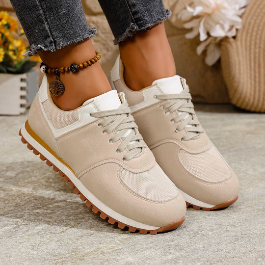 Damen leichte Retro-Lauf- und Freizeitsneaker mit gepolstertem Komfortfußbett und griffiger Profilsohle EB
