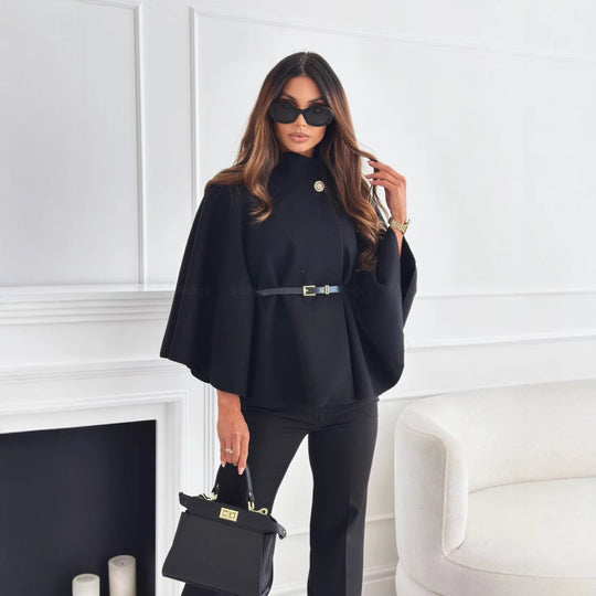 Damen modische Umhängejacke mit stylischem Gürteldetail EB