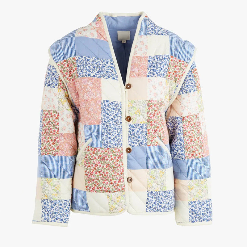 Damen Patchwork-Quilted Jacke EB