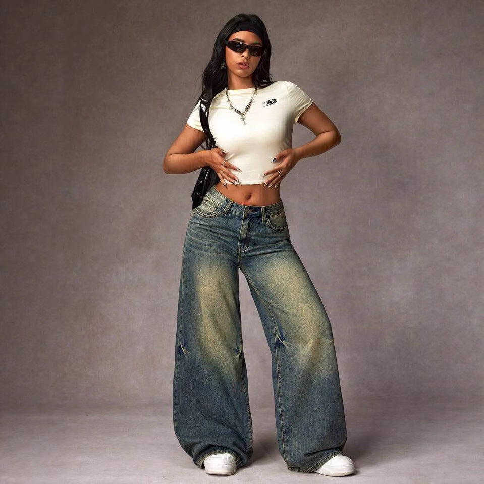 Damen Weite Bootcut-Jeans im lässigen Oversized-Schnitt EB