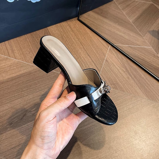 Damen Sling-Pumps mit elegantem Kettenakzent und modischem Schlangenlederdesign EB