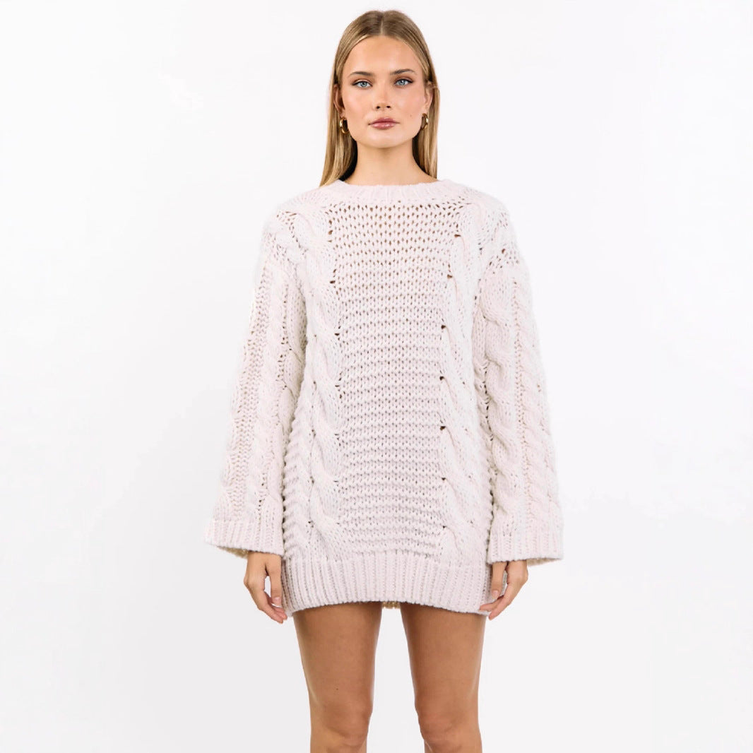 Damen Grobstrickpullover mit modischem Zopfmuster und lässigem Schnitt EB