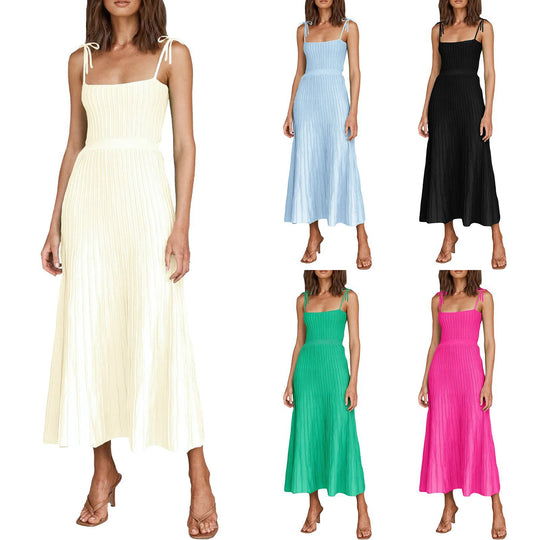 Damen Maxikleid mit schmalen Trägern und feinem Rippdesign EB