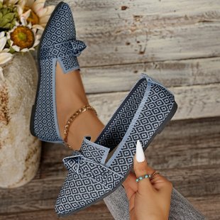 Damen Ballerinas mit modischem Schleifenmuster und bequemer Sohle EB