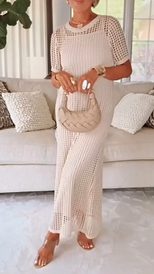Frauen Elegante Mesh Maxi Kleid EB