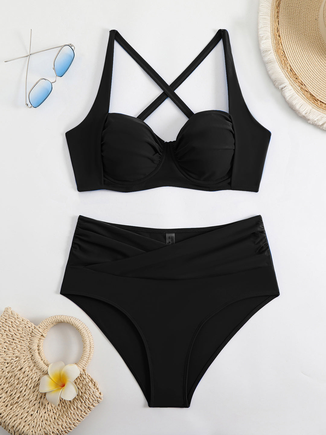 Damen Hochwertiger Bikini mit gerafftem Oberteil EB