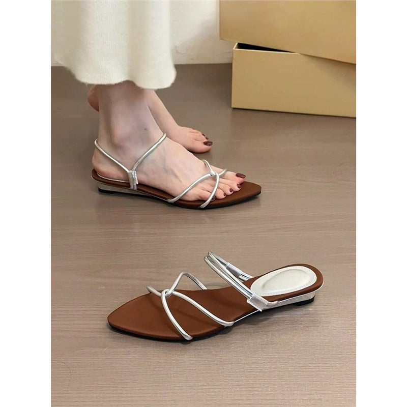 Damen elegante Slingback-Sandalen mit raffiniertem Riemendesign EB