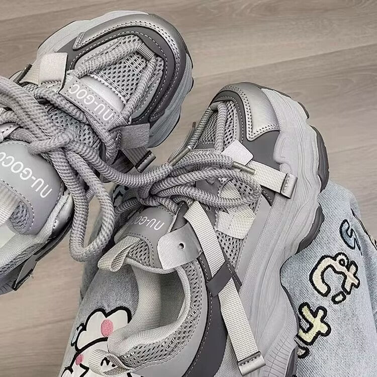 Damen Sportliche Chunky Sneakers mit atmungsaktiven Mesh-Elementen EB
