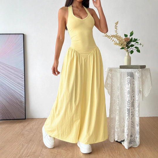 Damen Maxidress mit U-Ausschnitt und fließendem Rock EB