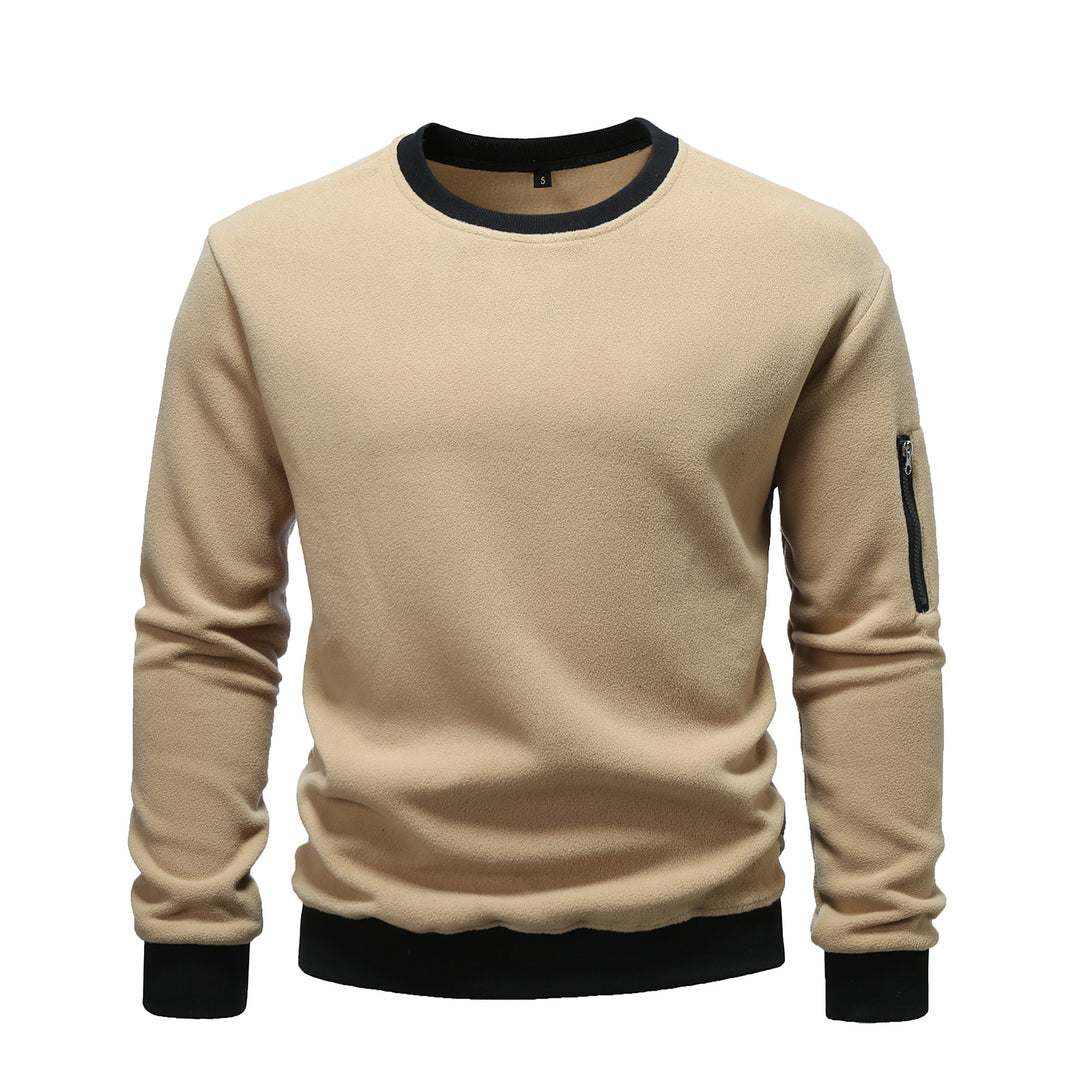 Herren kuscheliger Fleece-Pullover mit Reißverschlusstasche EB