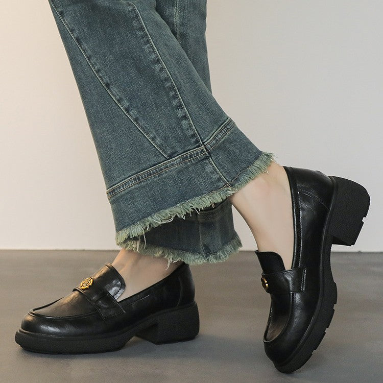 Damen Komfortable Mokassin-Lauflernschuhe mit modischer Schnallen-Applikation EB