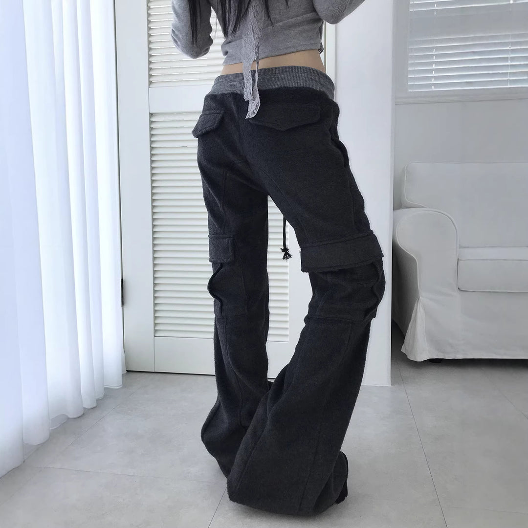 Damen Weite Cargo-Hose mit elastischem Bund und praktischen Taschen EB