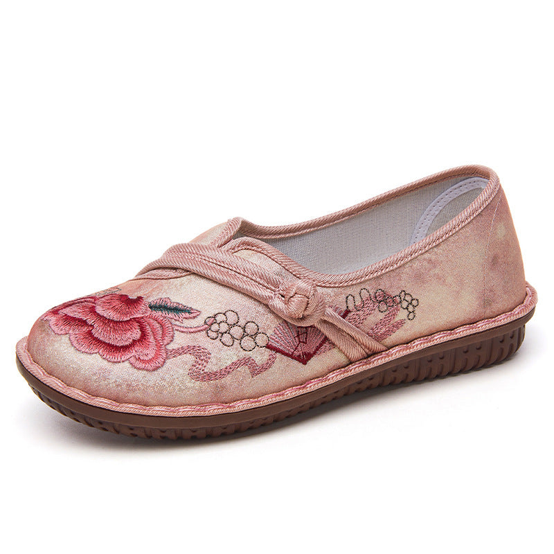 Damen Komfortable Hausschuhe mit elegantem Blütenstickerei EB