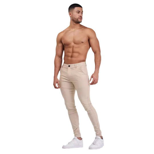 Herren eng anliegende Chinohose mit elastischem Bund und stylishem Design EB
