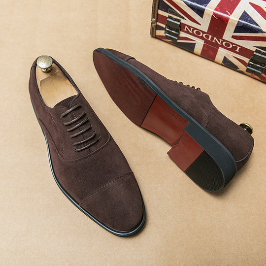 Herren elegante Veloursleder Oxford-Halbschuhe mit Kaptoefen-Detail, gepolstertem Komfortfußbett und rutschfester Gummisohle EB