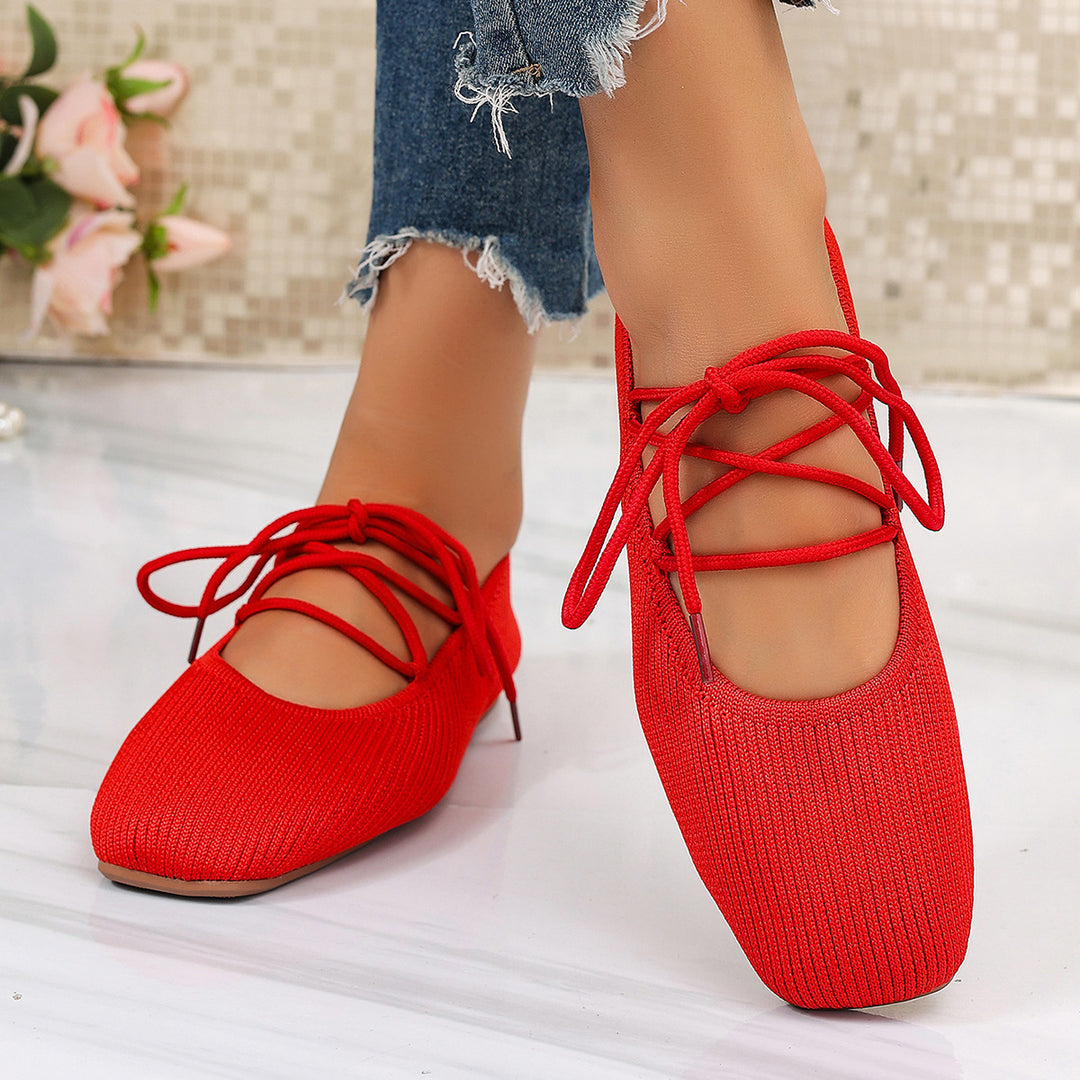 Damen elegante Schnürschuhe mit elastischem Obermaterial EB