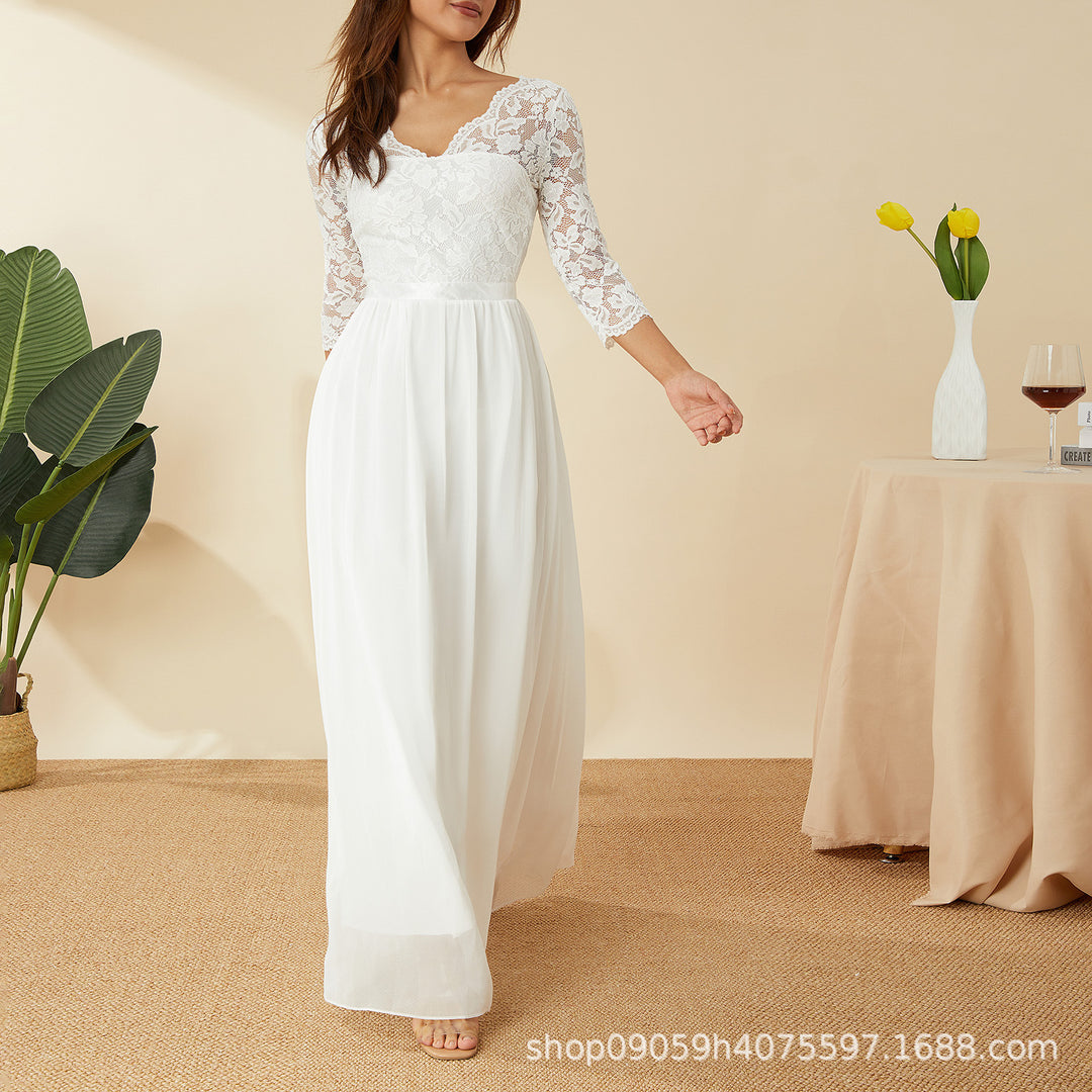 Damen elegantes Spitzenkleid EB