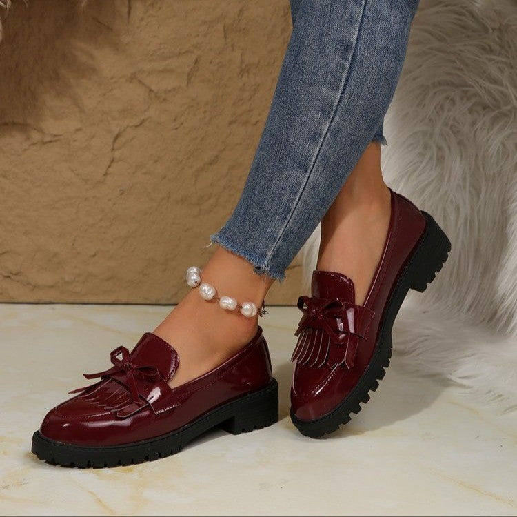 Damen Elegante Mokassins mit modischem Fransen-Design EB