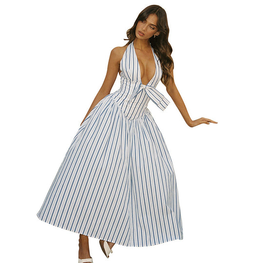 Damen Maxikleid mit verspieltem Wickeldesign und elegantem V-Ausschnitt EB