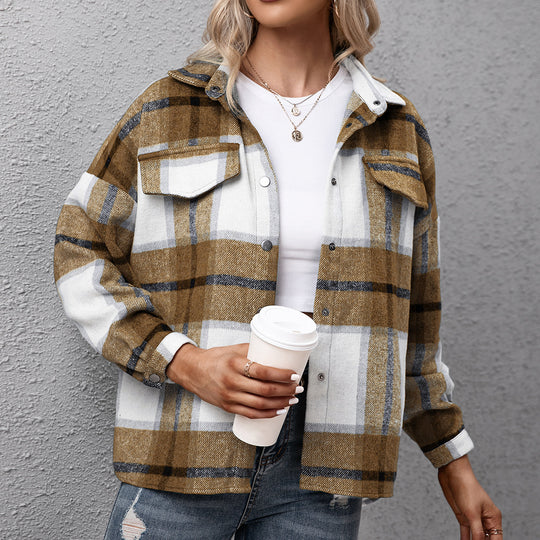 Damen Karierte Overshirtjacke im lässigen Schnitt EB