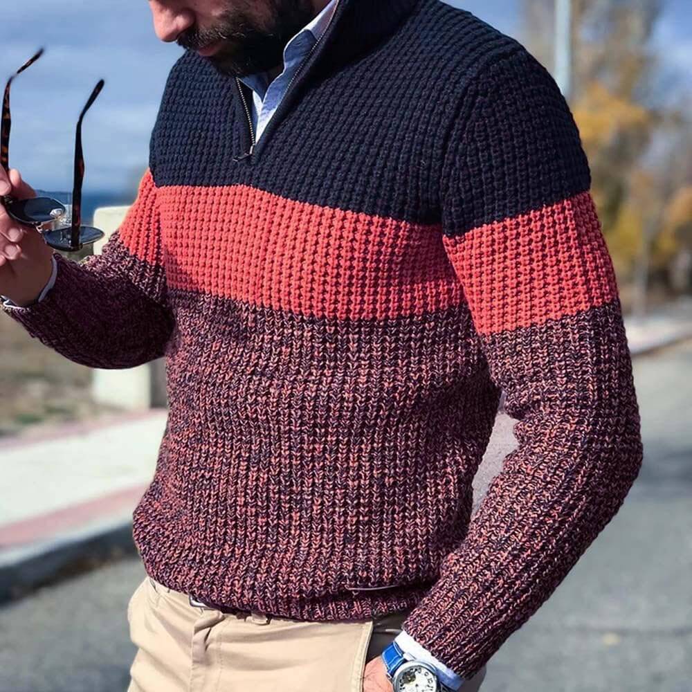 EB | Gestrickter Pullover mit Blockfarben Acryl Warm und Modern