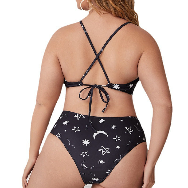 Damen Einteiler Badeanzug mit modischem Cut-Out-Design und Sternenmuster EB