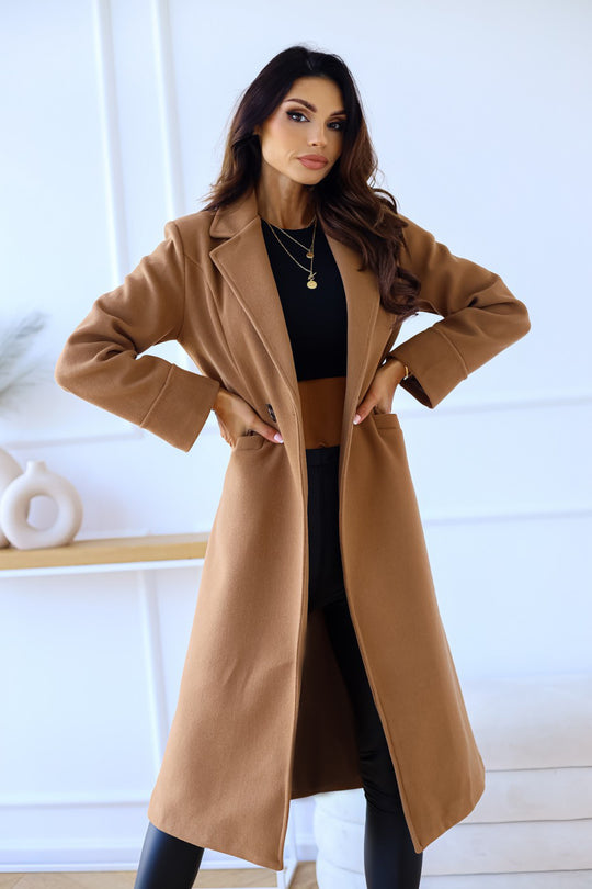 Damen Eleganter Wollmantel mit klassischem Revers und zeitlosem Design EB