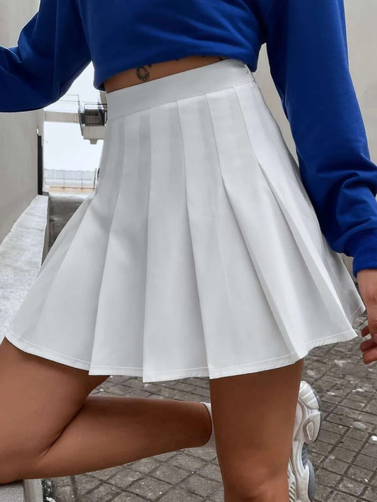 Damen Plissierter Minirock mit hohem Taillenbund EB