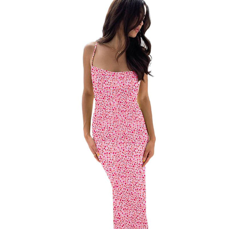 Damen Langärmliges Blumenkleid mit zartem V-Ausschnitt und figurbetonter Silhouette EB
