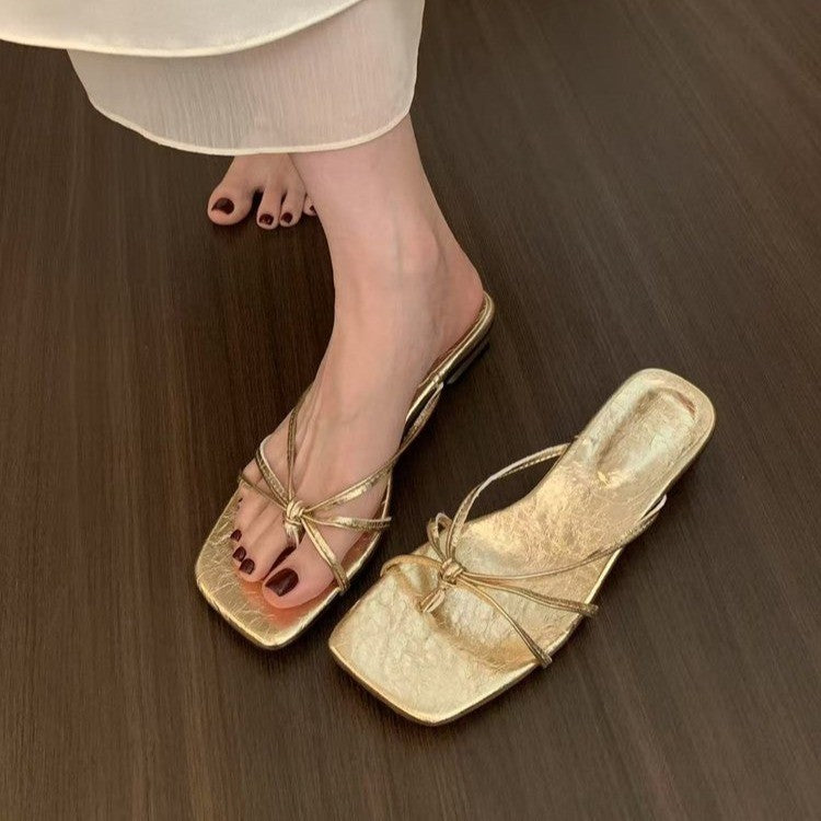 Damen Trendige Flip-Flop-Sandalen mit elegantem Knoten-Design und anatomischer Passform EB