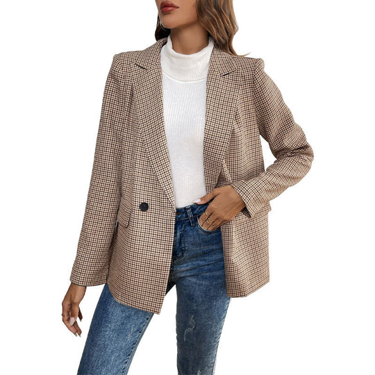 Damen elegante Karo-Blazerjacke EB