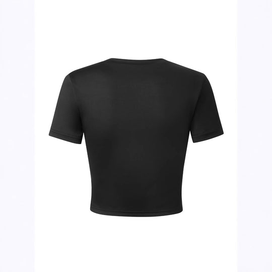 Damen Kurzarm Crop-Shirt mit kreativem Motiv EB