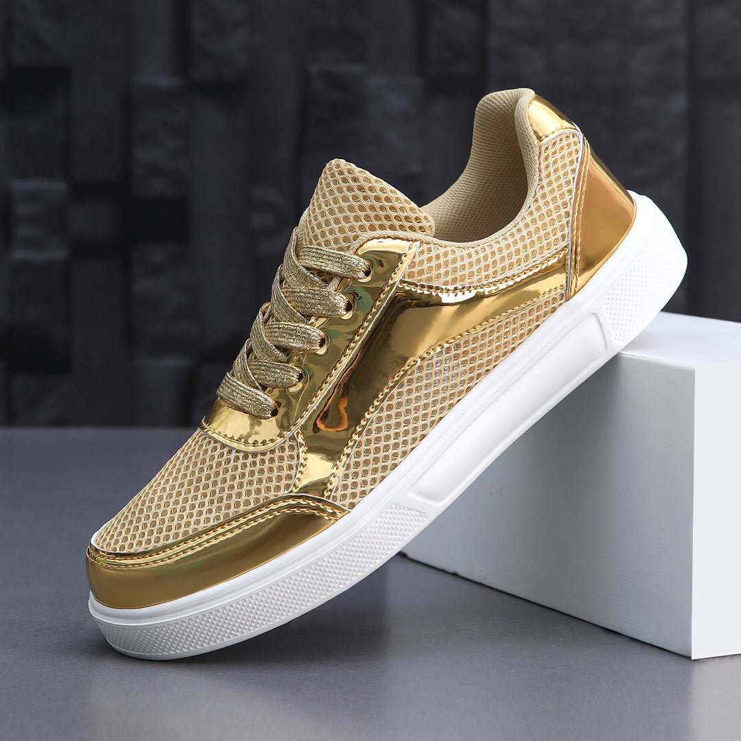 Damen Sportliche Sneakers aus atmungsaktivem Mesh mit glänzenden Akzenten EB