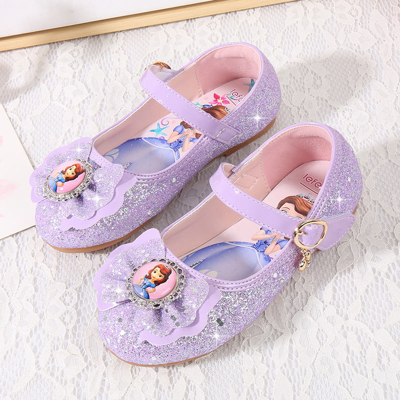 Mädchen Ballerinas mit Glitzer und Schleifenapplikation EB