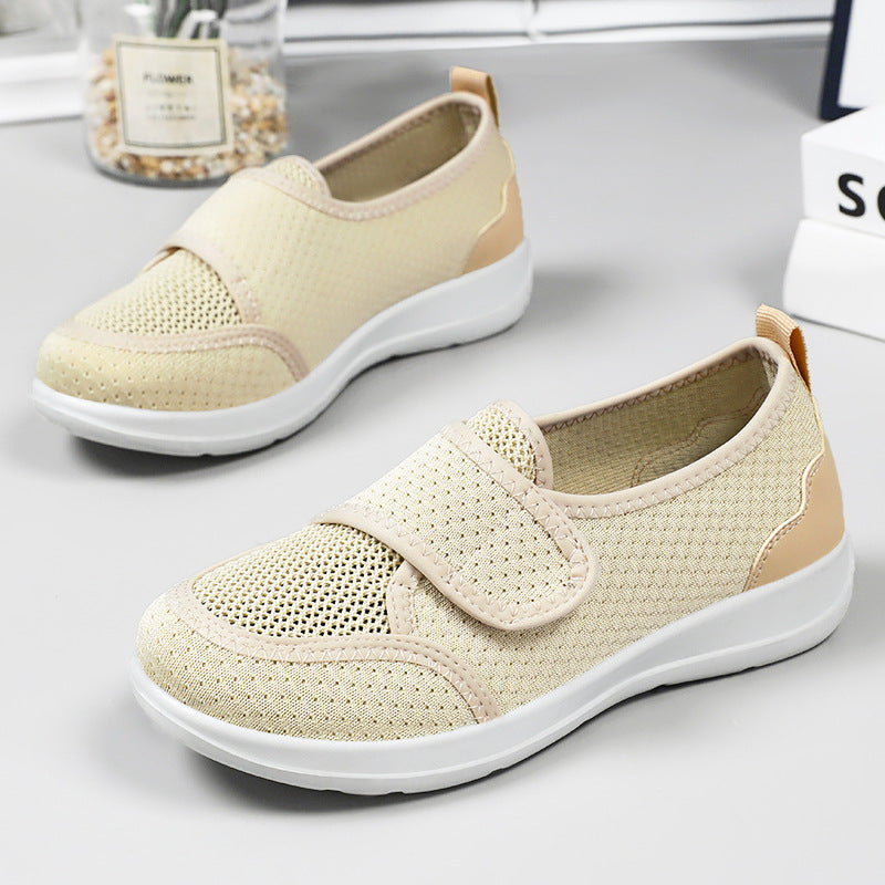Damen Bequeme Slip-On Sneakers mit verstellbarem Klettverschluss und atmungsaktiver Obermaterial EB