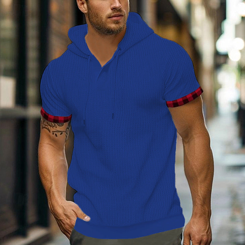 Herren modernes Kapuzenshirt mit strukturiertem Design und kontrastierenden Ärmeln EB